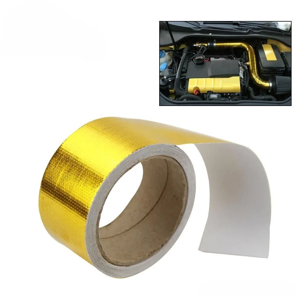  racing 2x5 meter aluminum reinforced tape adhesive backed heat shield resistant wrap intake gold silver 1613