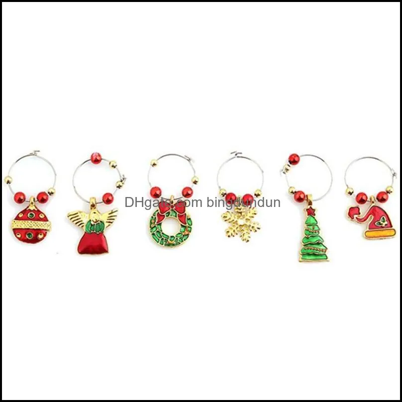 christmas decoration wine glass ring happy new year metal cartoon santa claus snowman moose party bar table decorations paf11658