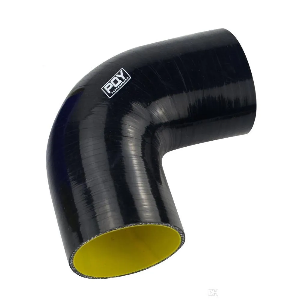  3 76mm 90 degree elbow silicone hose pipe turbo intake blue yellow / black yellow sh9030qy