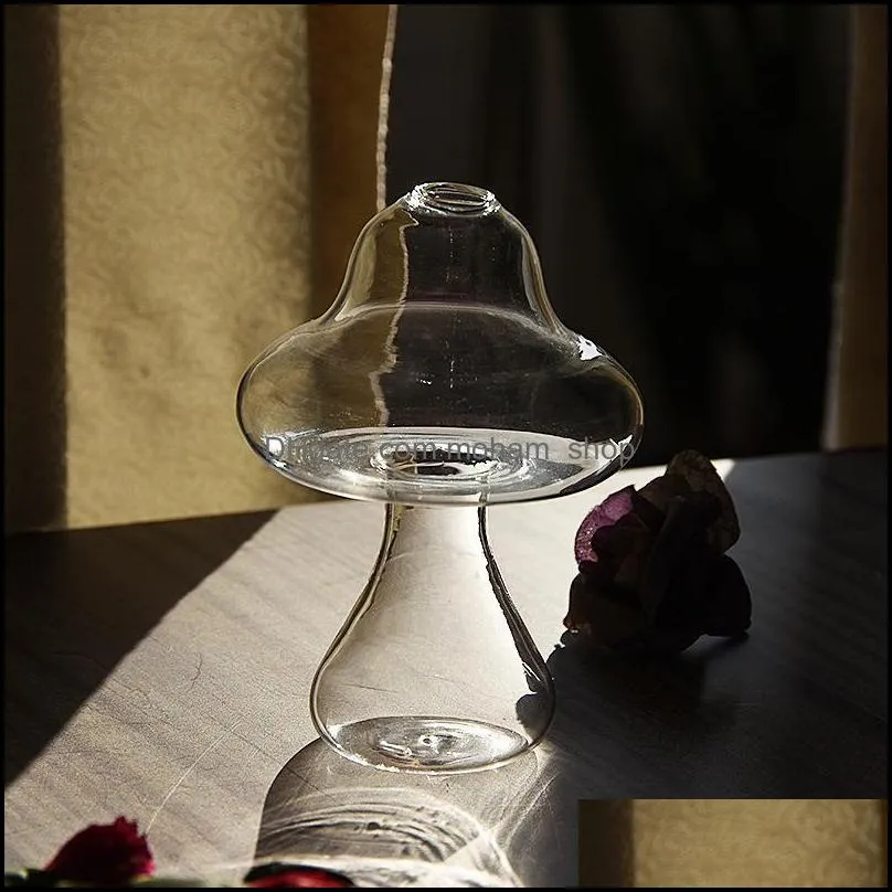 vases mushroom shaped glass vase hydroponics plant creative crafts decor for home living room flower