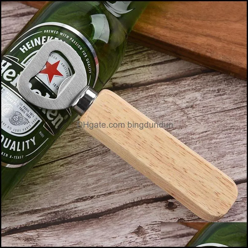 wooden handle beer bottle opener bar stainless steel corkscrew household kitchen tool paf13100