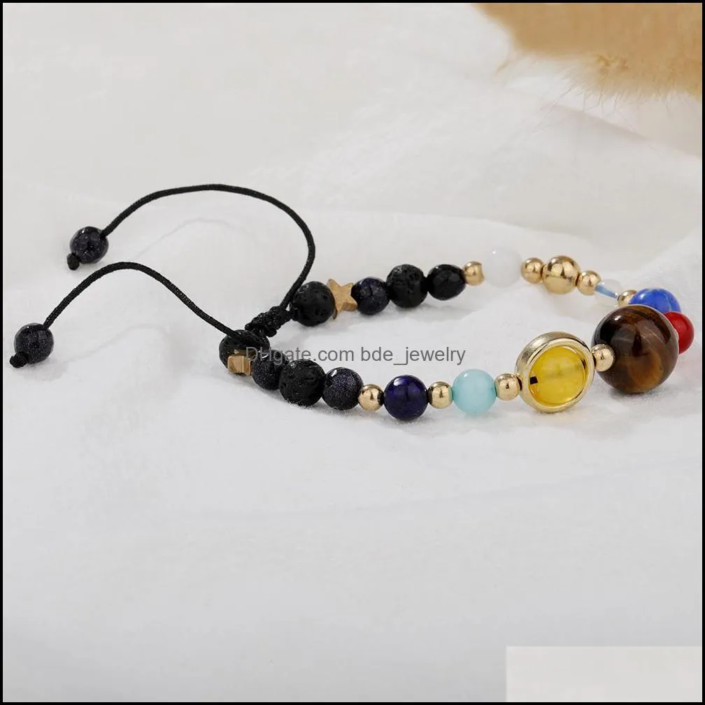  galaxy planets bead bracelet for women men natural stone universe solar yoga chakra handmade braided bracelet jewelry wholesale