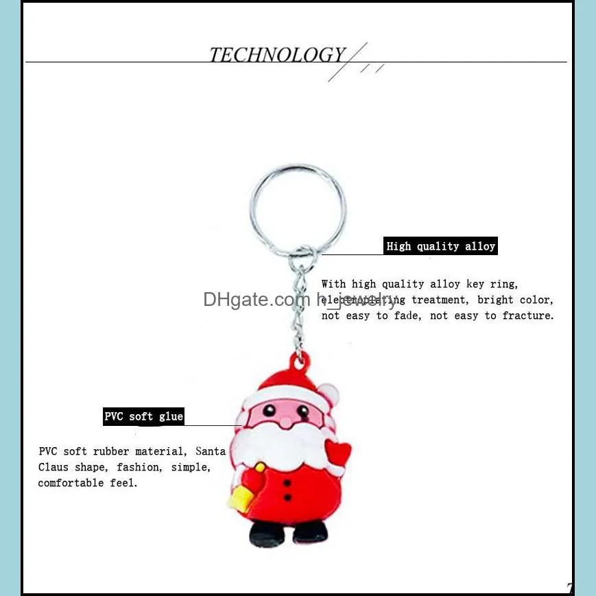  cute little bear snowmen santa ellk keychain soft silicone chrismas tree key chain keyrings for bag car jewelry accessories