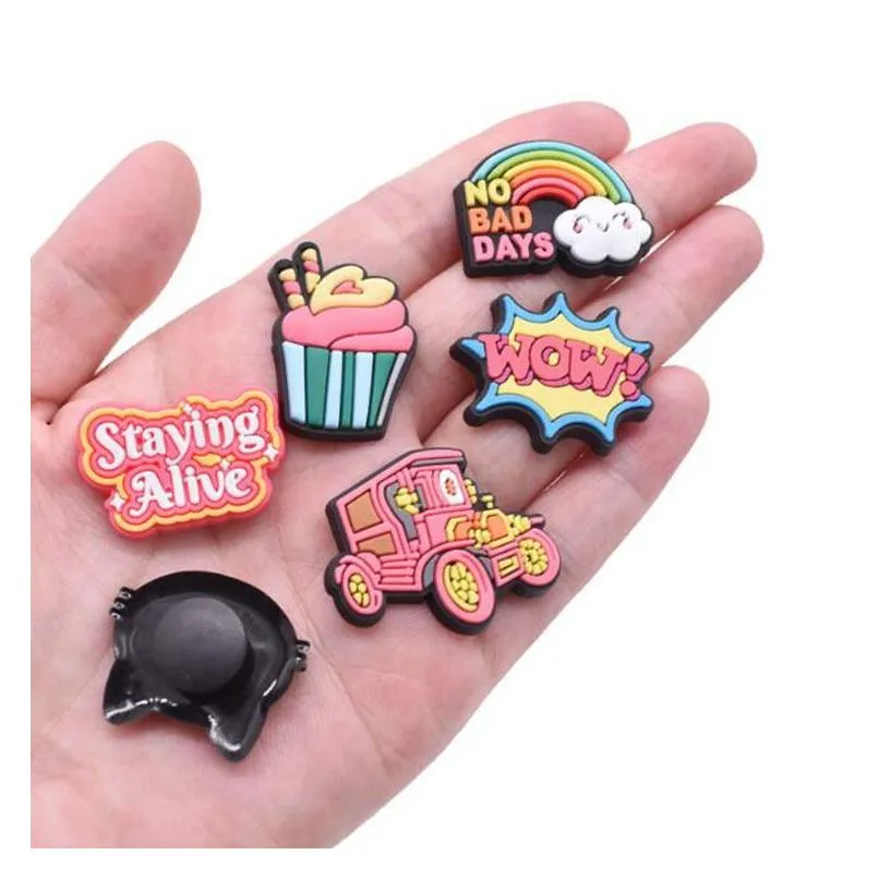 pvc shoe charms shoes croc fast timeliness cartoon buckles bands fit bracelets accessories wristband boys girls gift hat decoration