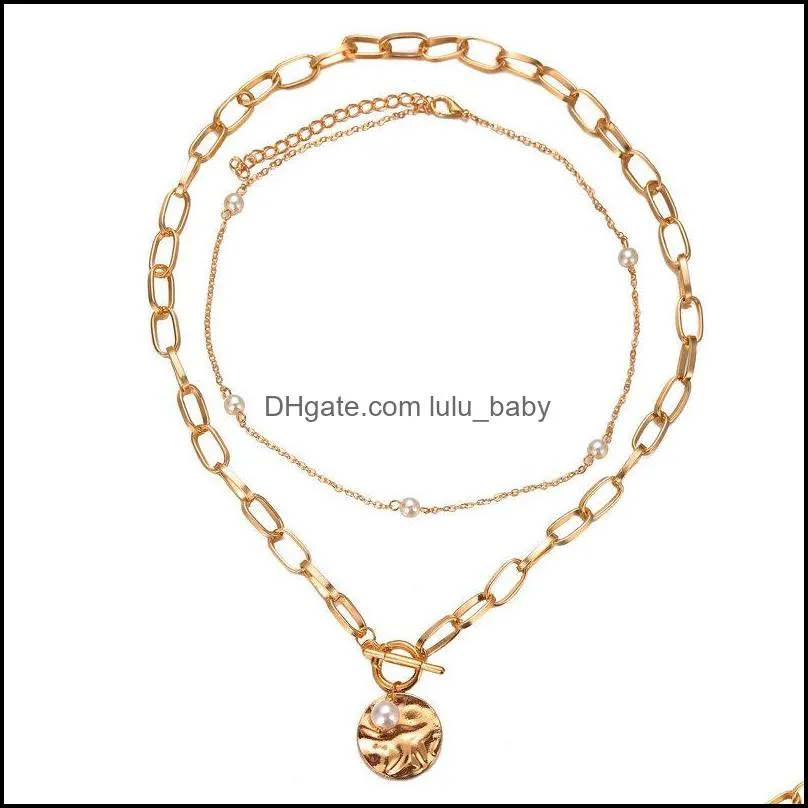  layered thick chunky chain choker necklace jewelry for women punk hip hop double circle charm necklace