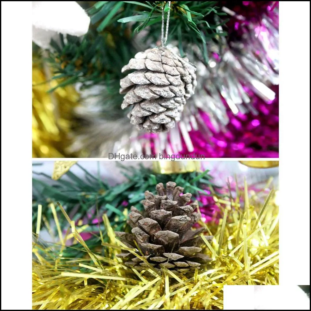 christmas decorations 9pc/bag christmas tree decoration pendant natural pine cone dyed white paint ornament paa9487