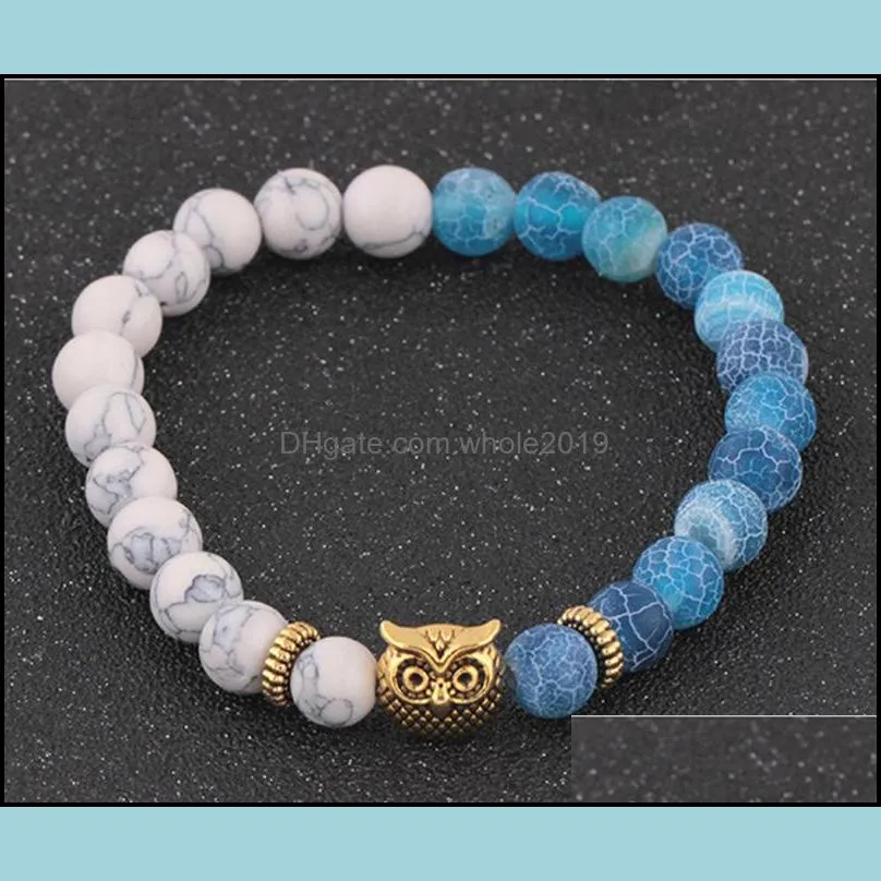 pretty owl head charm bracelet color stone bracelet beautifully jewelry pulseras hombre beaded bracelets