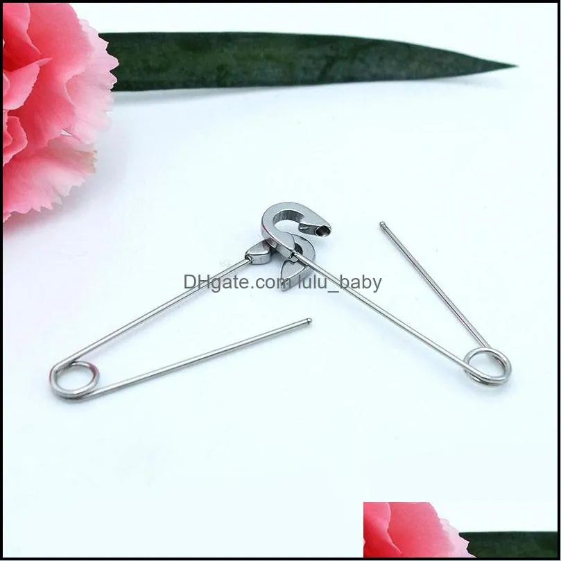 colorful stainless steel earrings stylish cartilage earrings punk goth safety pin earrings for women girl jewelry giftz