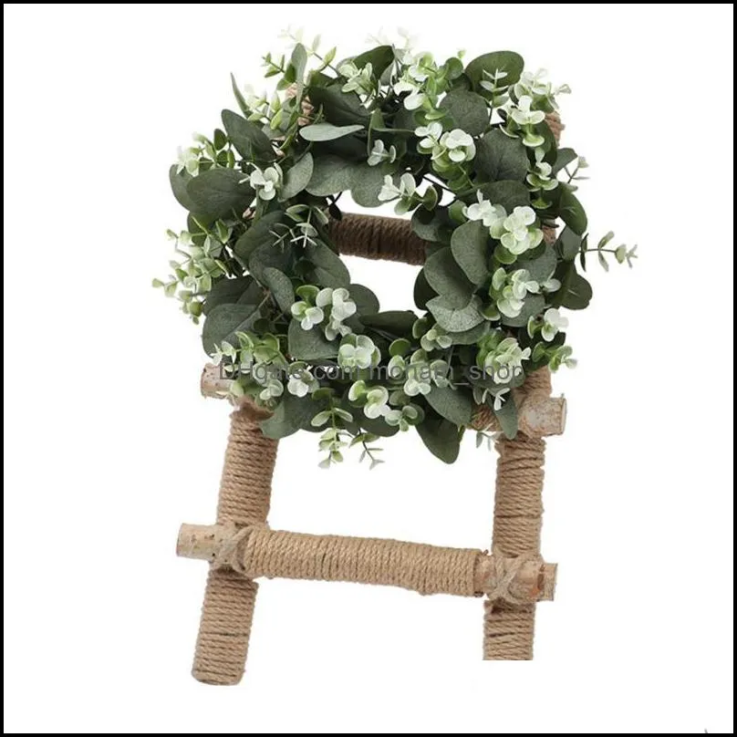 decorative flowers wreaths simulation eucalyptus wreath green leaf garland door trim easter wedding american decoration for window grass