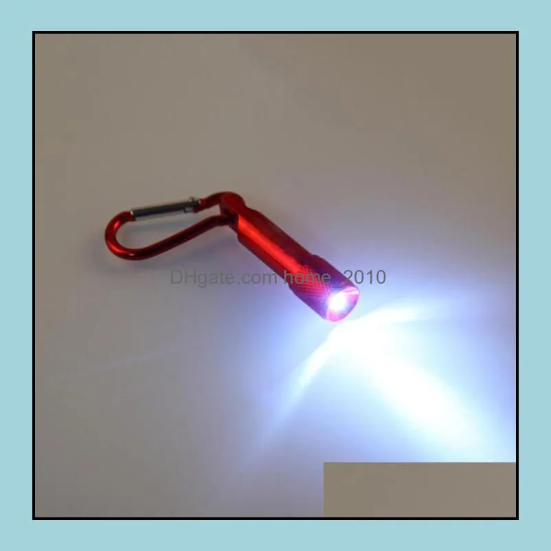 party favor mini led flashlight aluminum alloy torch flashlights with carabiner ring keyrings key chain gifts 5 color yhm44zwl