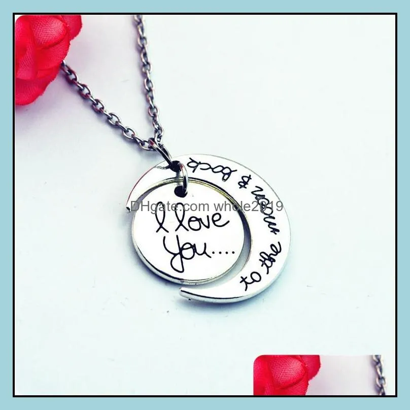 statement necklaces engraving quality jewelry i love you sun moon necklaces 925 silver 24k gold chains necklaces