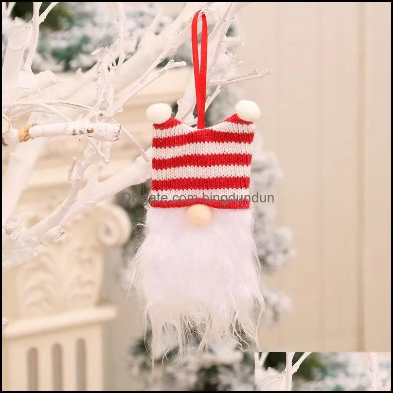 christmas gome pendant faceless beard old man knitted doll christmas tree ornament decorations pad11411