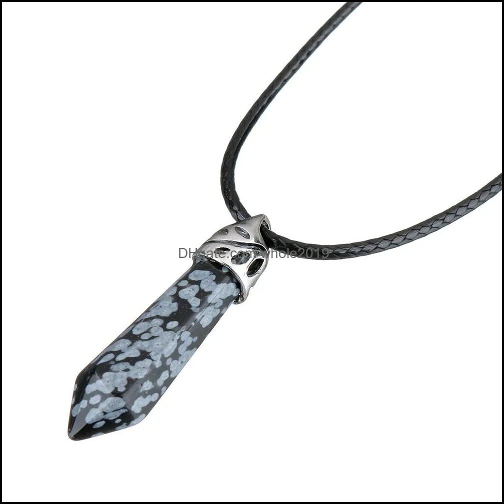 pretty stone necklace vintage natural necklace for women crystal quartz gem stone cord statement pendant leather necklaces