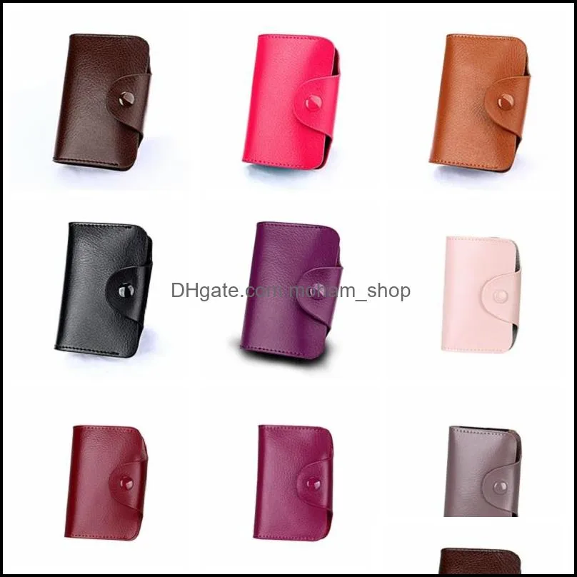 unisex small leather card holder with button slim wallet business card case organ card holder storage bags 15 slots 12 slots