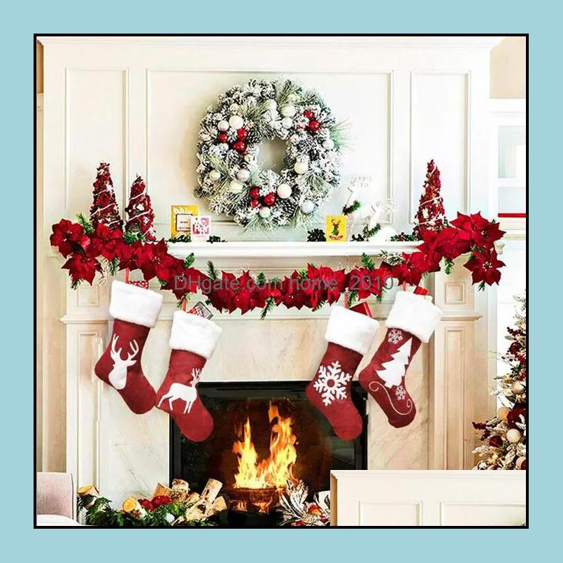 christmas stockings christmas trees ornament party decorations santa stocking candy socks bags xmas gifts bag wq35