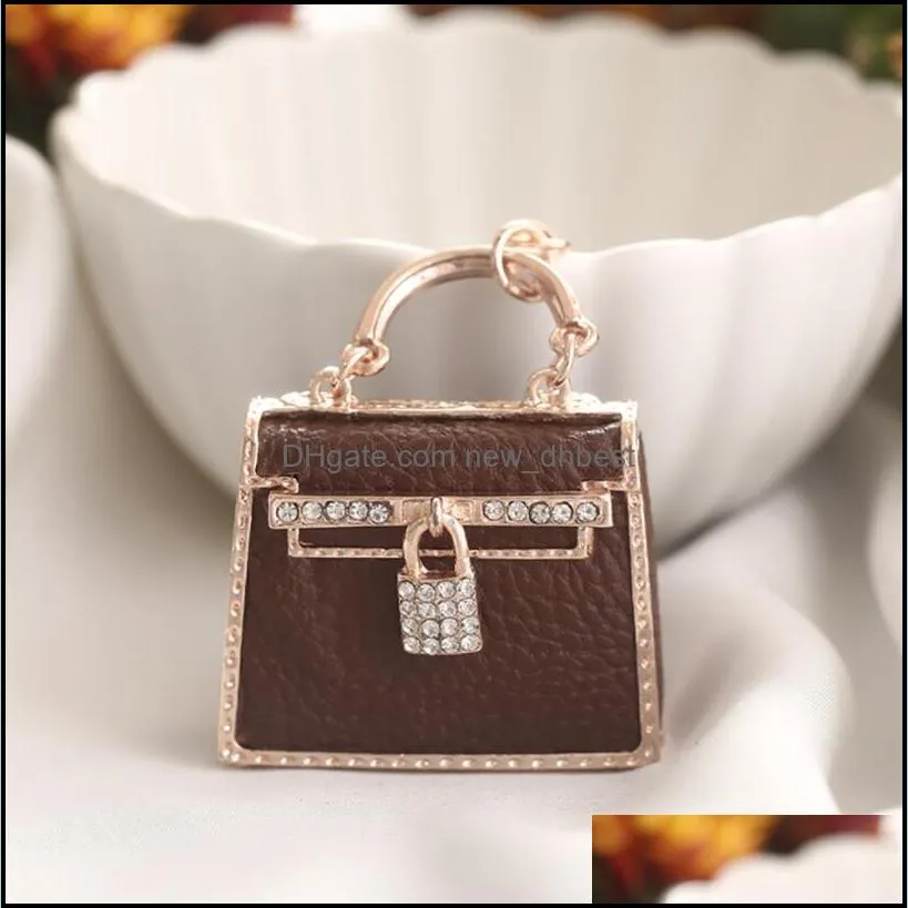 creative square women leather bags shape keychain white rhinestone girls bag accessories fashion metal small gift