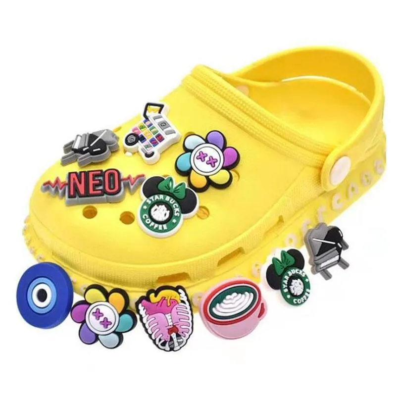 8 styles cartoon shoe charms pvc clog garden croc charms bracelet wristband oranment gift