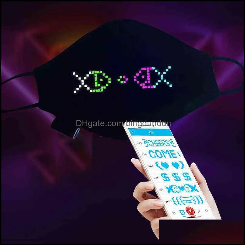 rave party christmas voice control bluetooth mask dynamic talking faux luminous led face masks breathable rubber elastic tendon