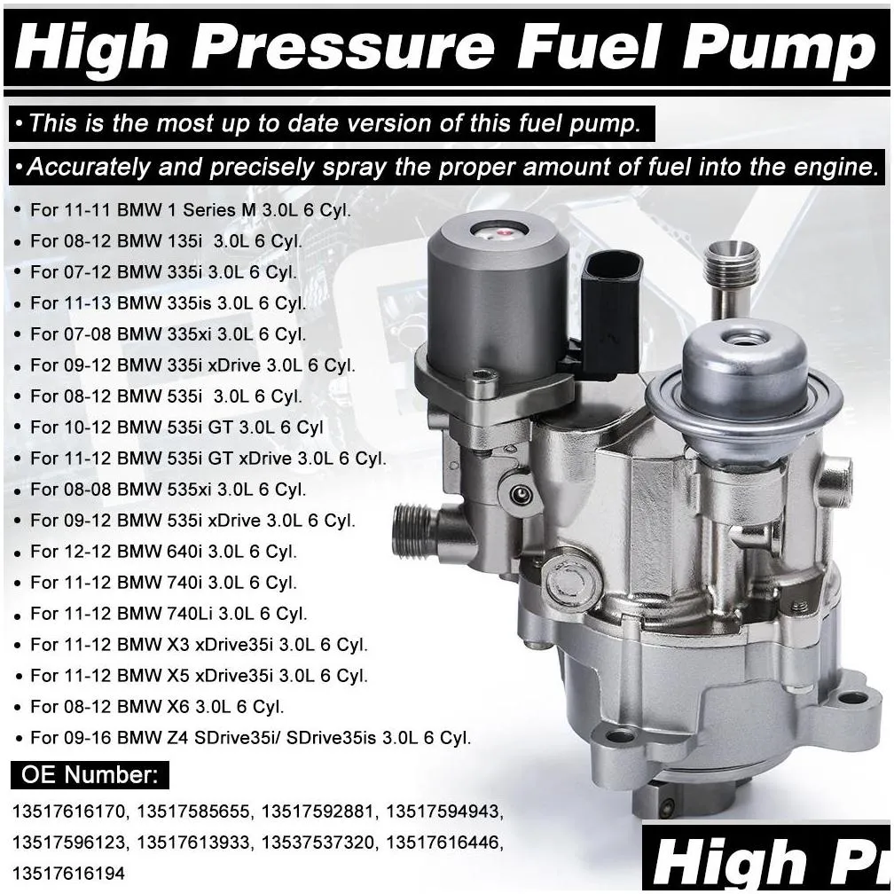 high pressure fuel pump 13517616446 hpfp direct injection for bmw n54/n55 135i 335i 335is 335xi 535i 535xi xdrive x3/5/6 z4 3.0l
