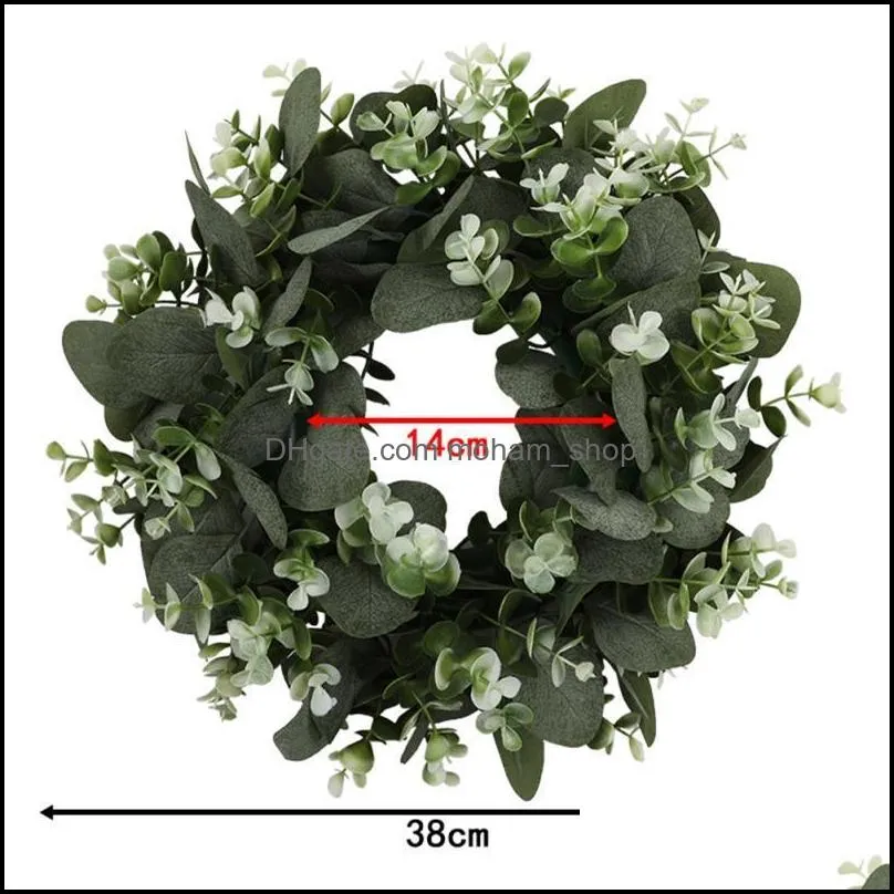 decorative flowers wreaths simulation eucalyptus wreath green leaf garland door trim easter wedding american decoration for window grass