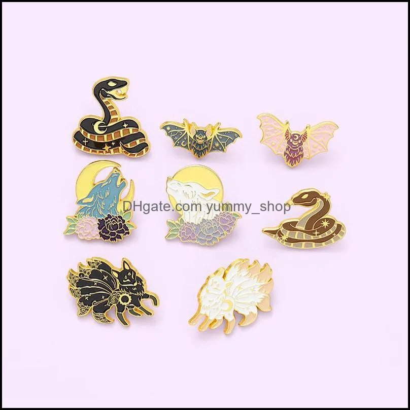 enamel brooches pin for women fashion dress coat demin metal funny brooch pins badges promotion gift design wolf snake animal 744