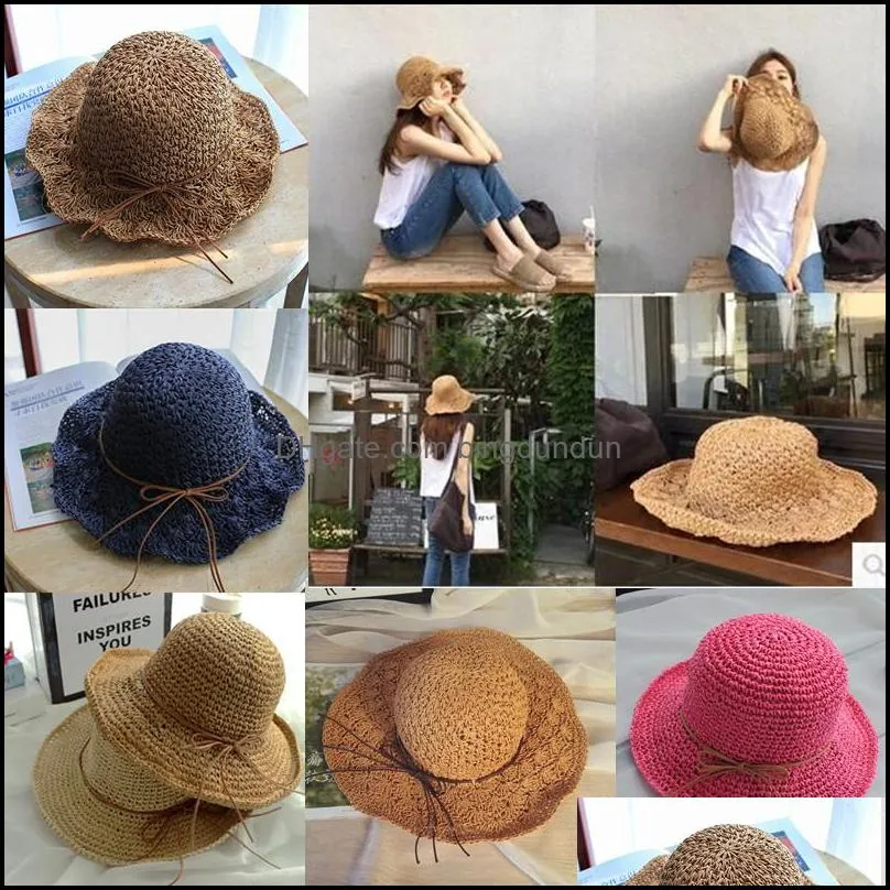 women girl sunshade hat with band japan and south korea retro wild wave side fisherman hat for lady leisure travel outdoor hat vt0132