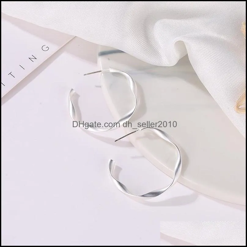  simple geometric wave hoop earrings silver gold color plated circle earrings for women wedding bridal jewelry gift wholesale 2020