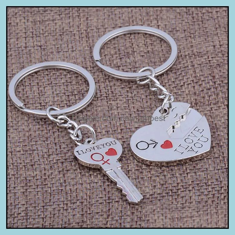 lovers gift wedding favors couple my heart keychains fashion keyring creative zinc alloy silver plated key chain