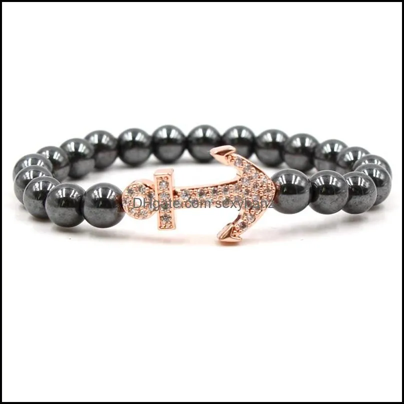 gold anchor bracelet beads lava for women luxury jewelry pulseira masculina men jewelry feminina lava stone bracelet