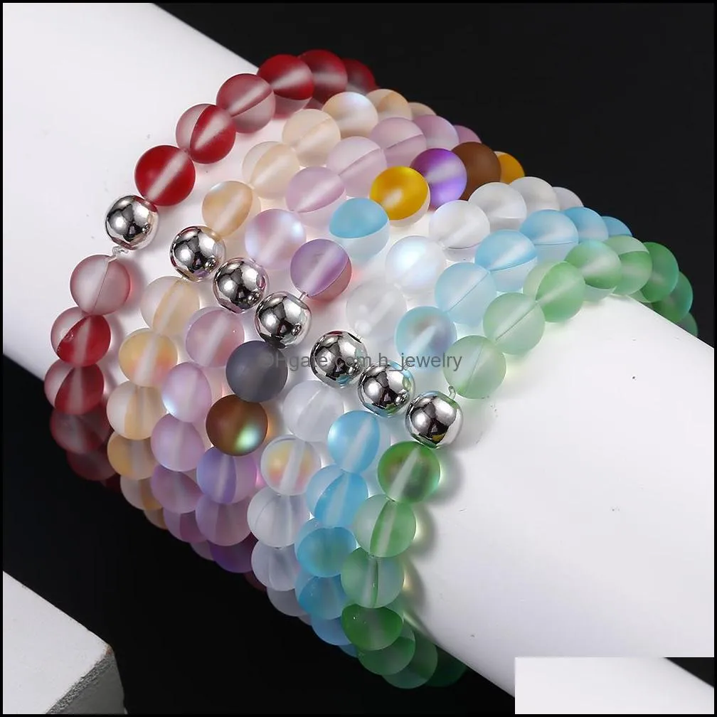  arrival crystal glass flash stone bead bracelet multicolor naturalstone strand beads bracelet charm jewelry for women men wholesale