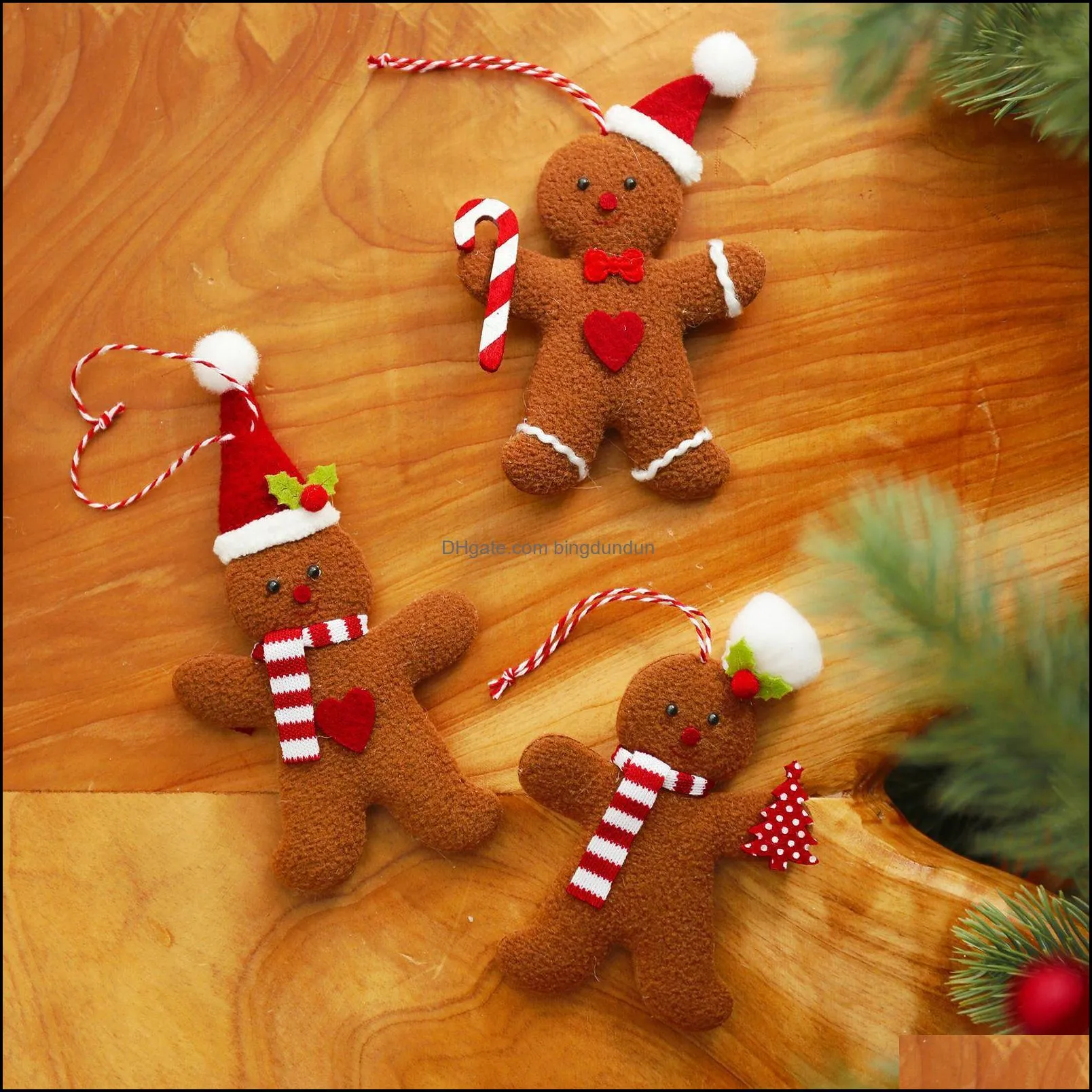 gingerbread man christmas pendant decoration cookie doll plush santa tree widget ornaments xmas supplies by sea pae11169