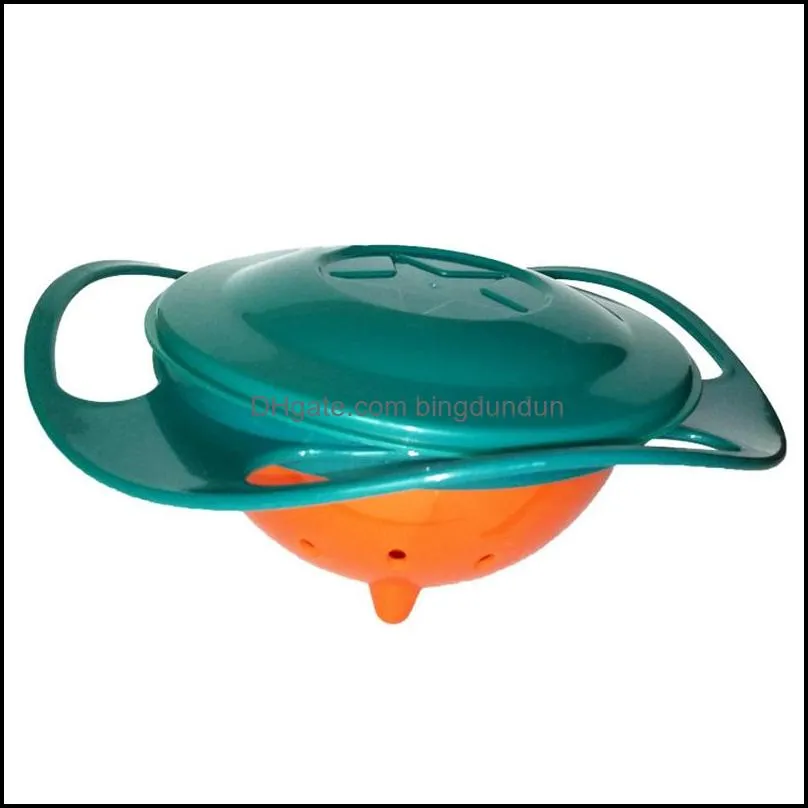 kid gyro bowl practical design tableware children rotary balance novelty gyro umbrella 360 rotate spillproof solid feeding dish