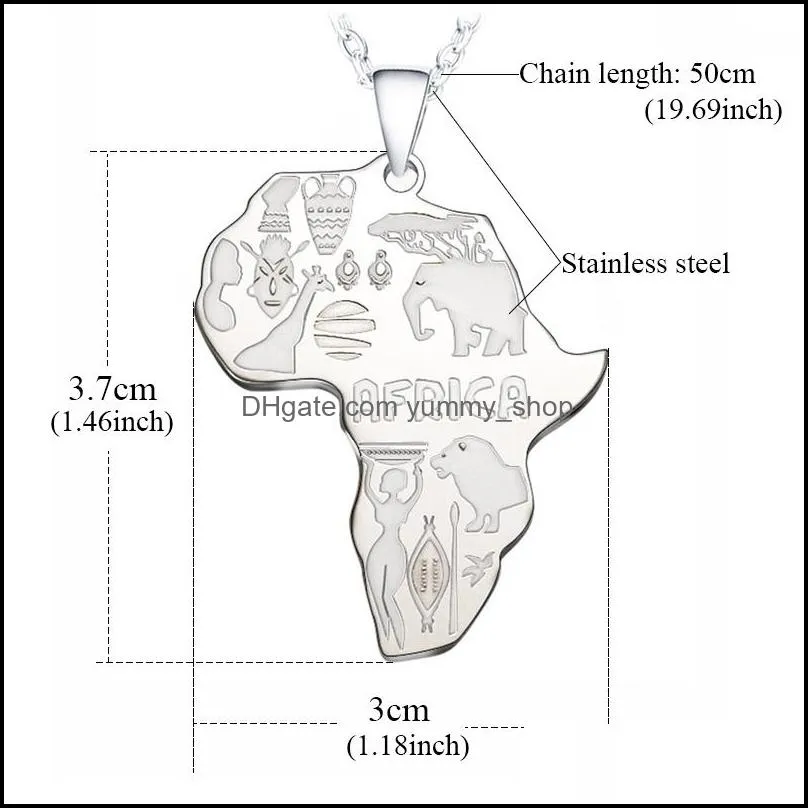  arrival africa map pendant necklace for women men 4 colors high quality stainless steel maps necklace charm hip hop jewelry gifty