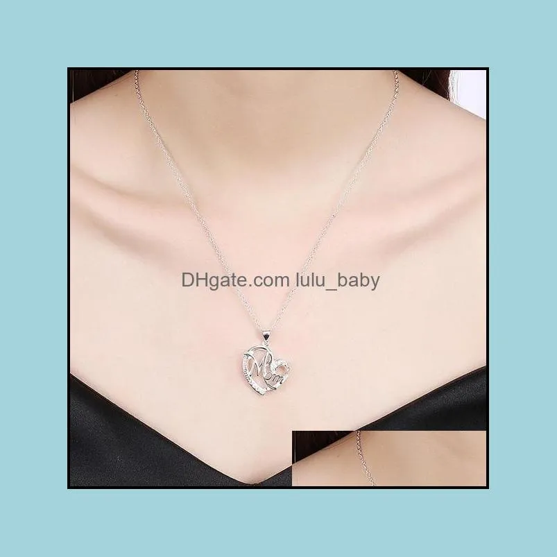 fashion heart shape letter mom pendant necklaces high quality mothers birthday jewelry pendant gift for mother