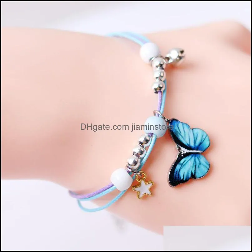 charm bracelets cute butterfly pendant bracelet metal drip glaze charms gift bangles for women girl children 3365 q2