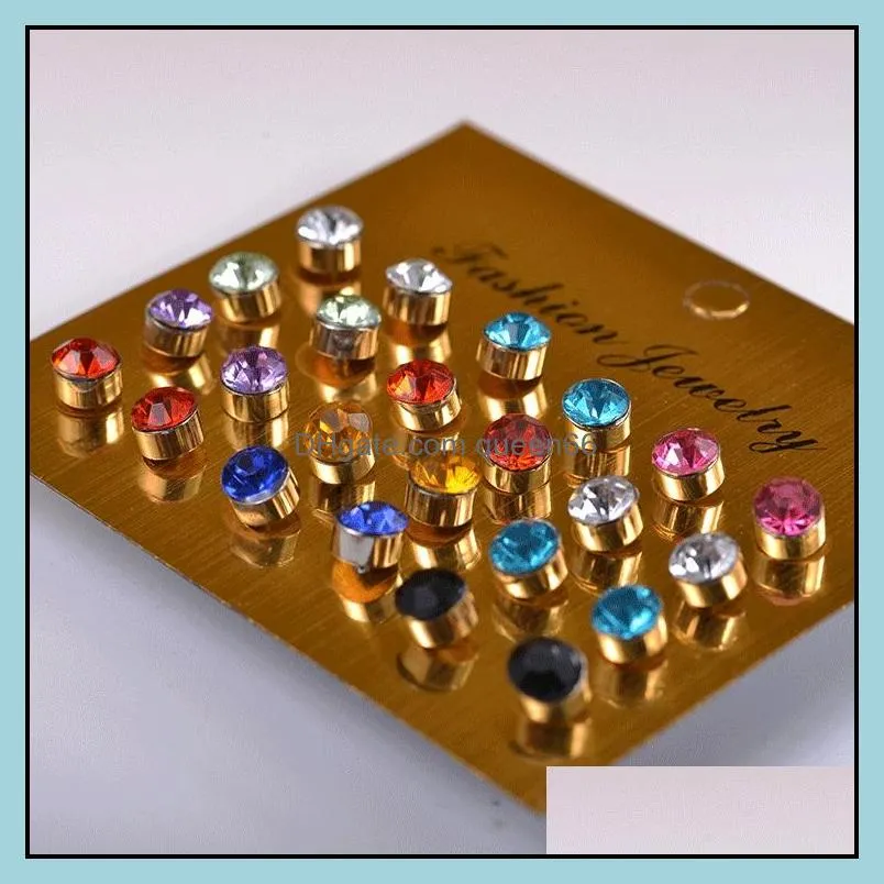 12pairs / set colorful crystal zircon earrings set for women jewelry rhinestone piercing earring factory price
