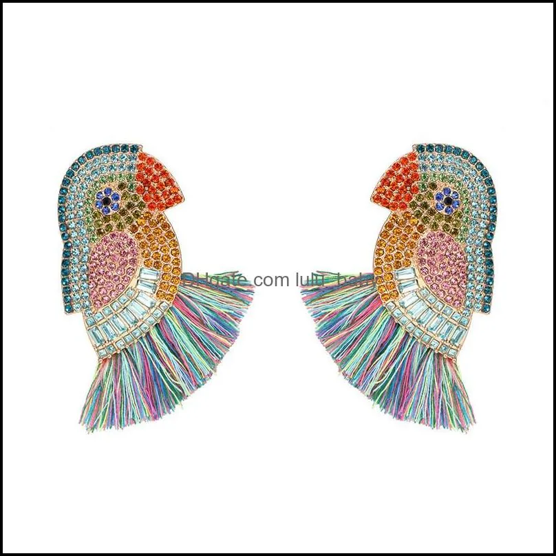  design colorful crystal fish crab drop earrings for women birds tassel earrings 2019 girls party wedding statement jewelry