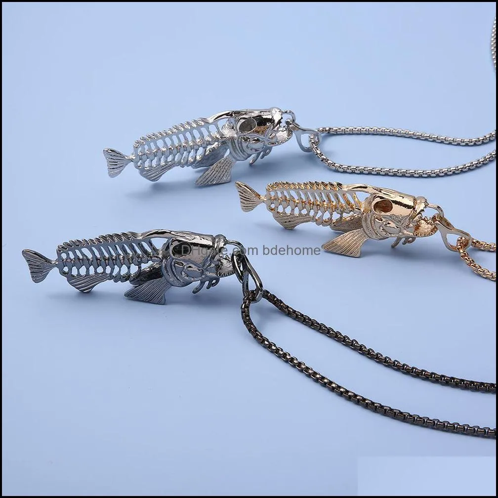 vintage gothic fishbone pendant necklace male female punk necklace pendant party jewelry birthday gift bdehome