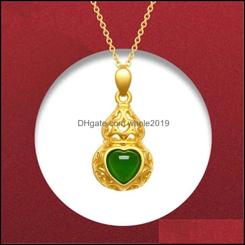 fashion and exquisite sand gold pendant hetian jade gold gourd pendant safe pendants gold inlaid jade auspicious wish pendant