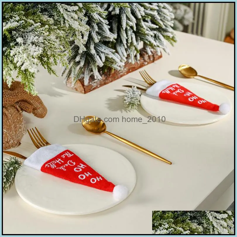 christmas hat storage bags tableware box cutlery case knife fork sets kitchen utensils dinnerware bag dinner set party supplies wll390