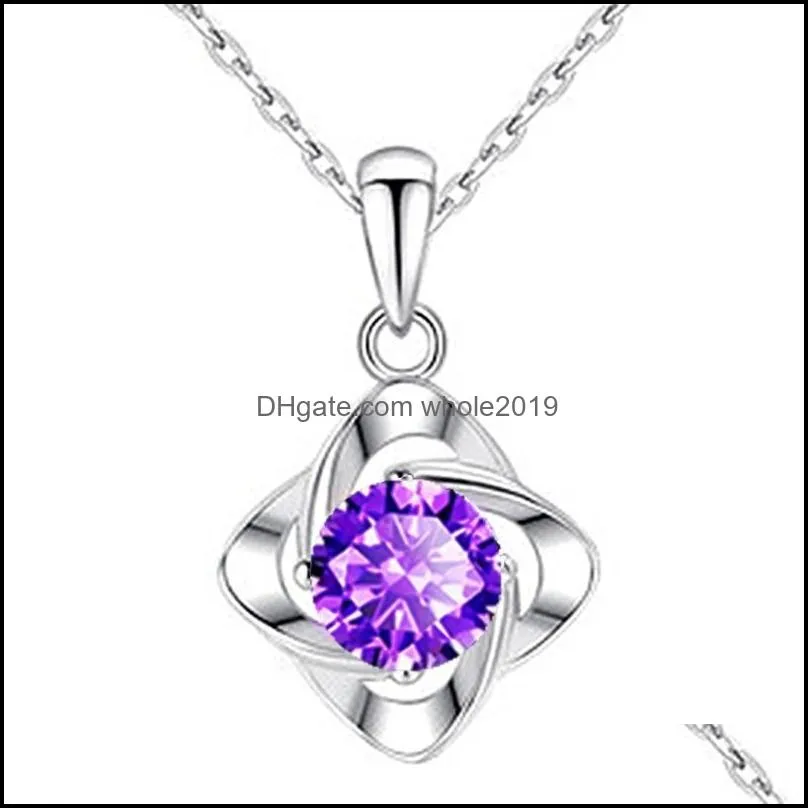925 silver necklaces woman fashion jewelry high quality crystal zircon flower clover pendant necklace