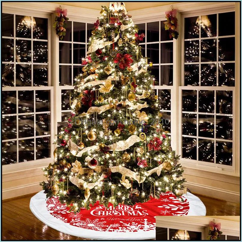 christmas tree skirt party xmas trees bottom decoration flannel apron skirts festival supplies yfax3081