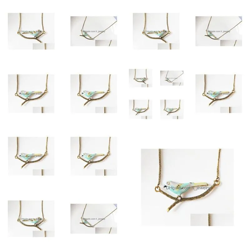 fashion jewelry vintage solid cute bird branch pendant necklace
