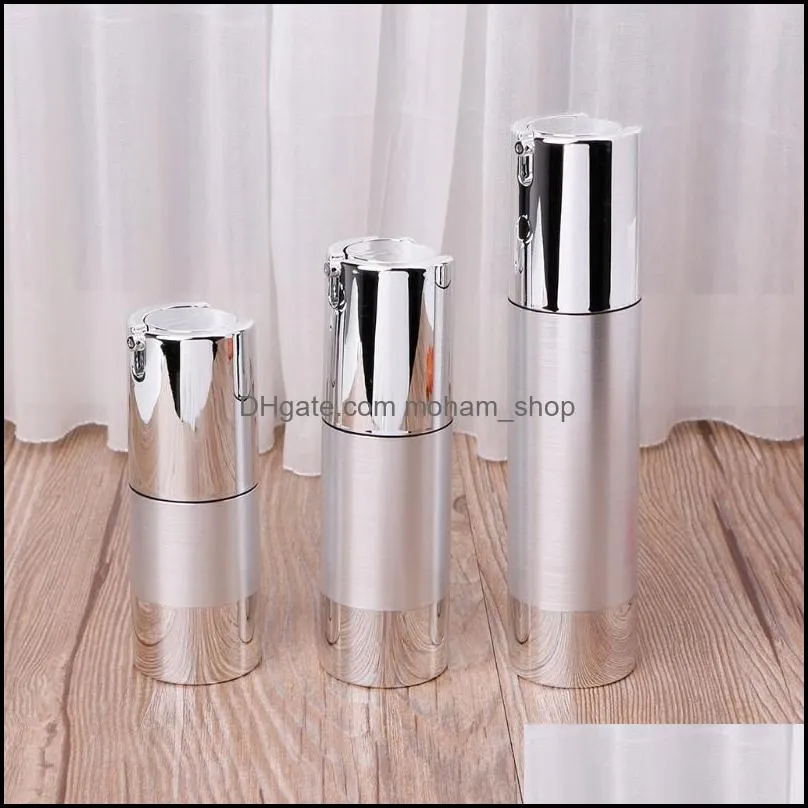 15ml 30ml 50ml silver empty airless bottle cosmetic lotion plastic pump container bottles travel tool 11 storage jars