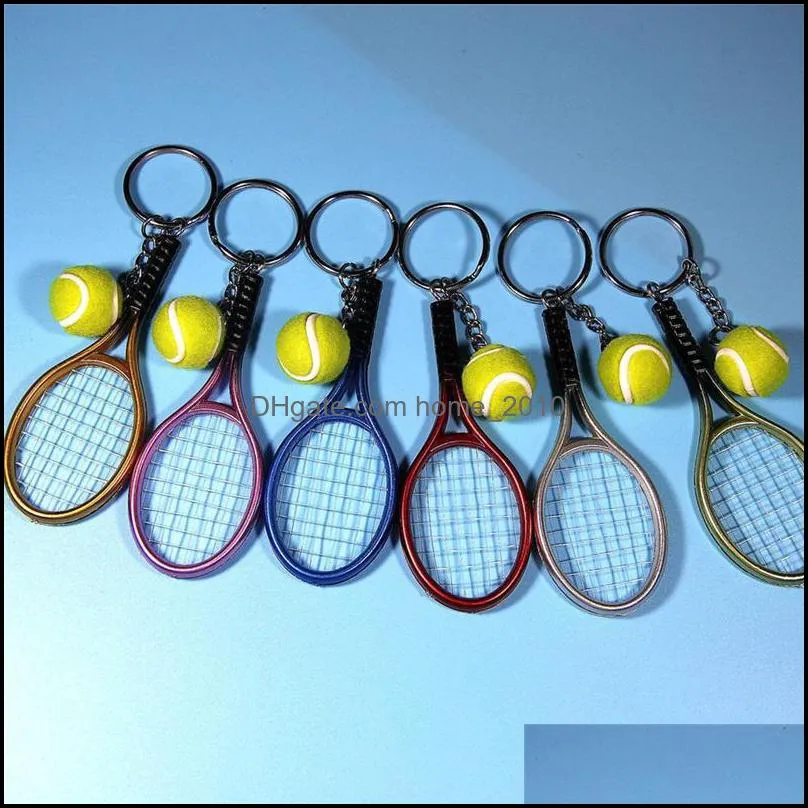 key ring exquisite tennis racket with ball keychain lightweight sport keychain funny cute keyring for children wq654
