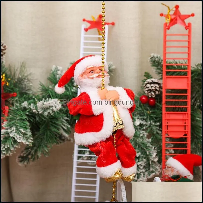 electric climbing ladder santa claus christmas toy figurine ornament crafts xmas party festival xams tree hanging decoration pab12013