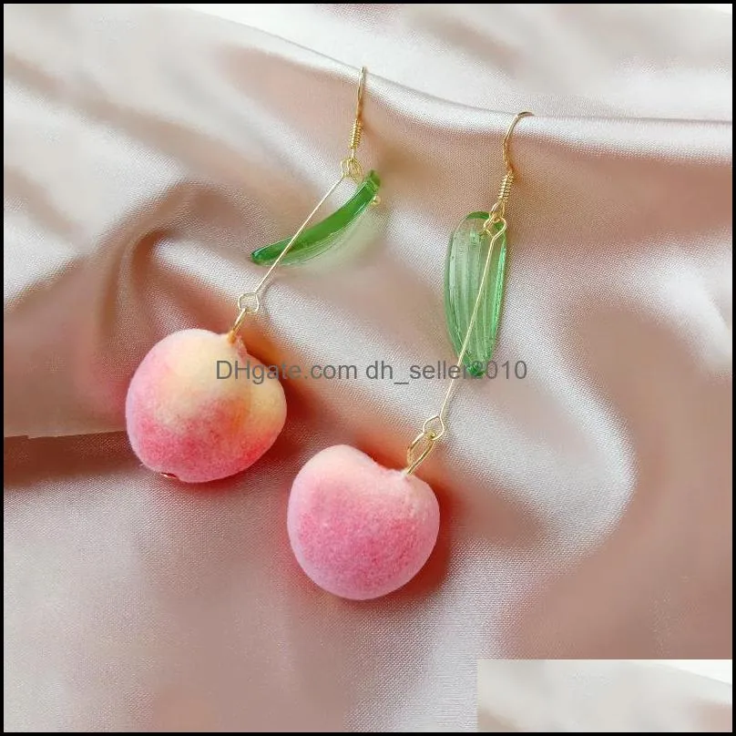 2021 summer korean acrylic trendy pink peach dangle earrings for women girls cute sweet jewelry gift fashion fruit oorbellen