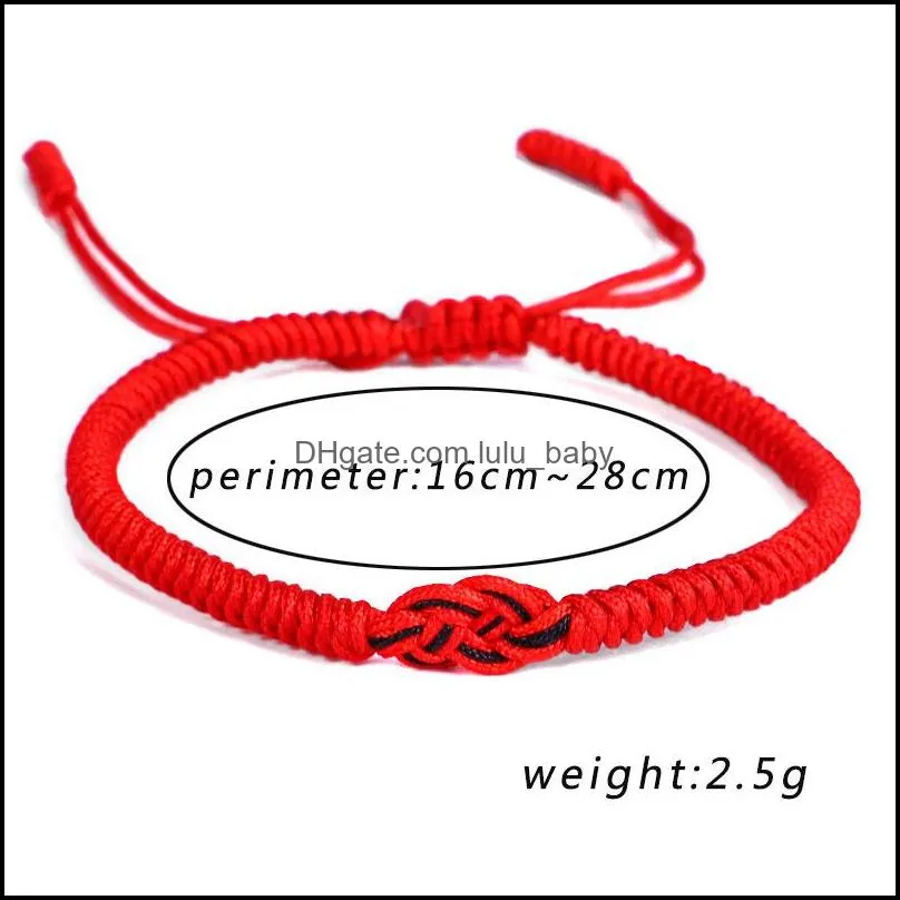 handmade love knot lucky prayer bracelets ethnic red black tibetan buddhist braided rope jewelry for men women weave bracelet