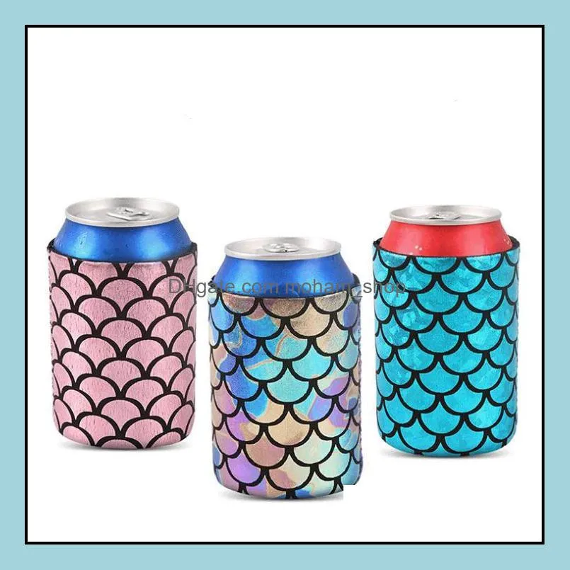 100pcs/lot mermaid 330ml neoprene beer coolies for 12oz cans and bottles drink coolers diy custom wedding party sn3849