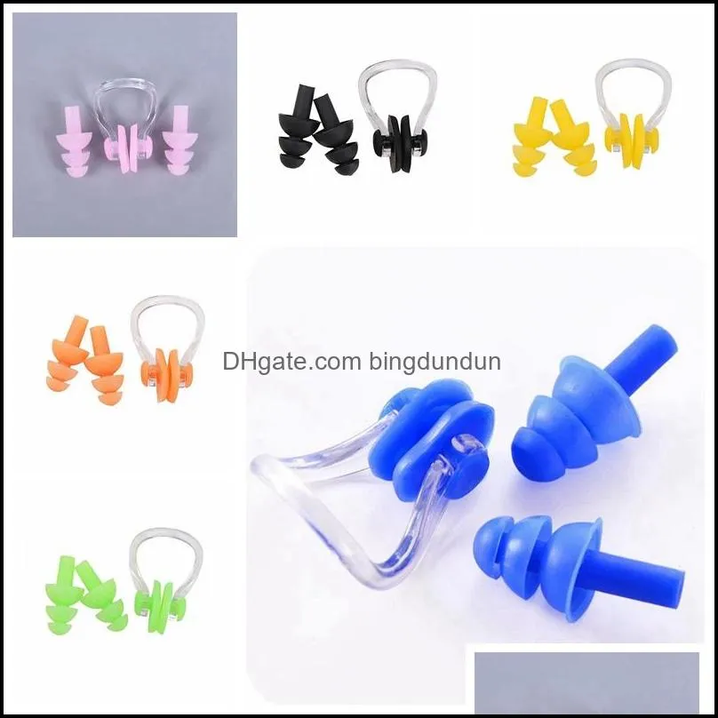 diving earplug nose clip suit waterproof soft silicone swimming nose clip earplug set children adults surf diving swimming supplies